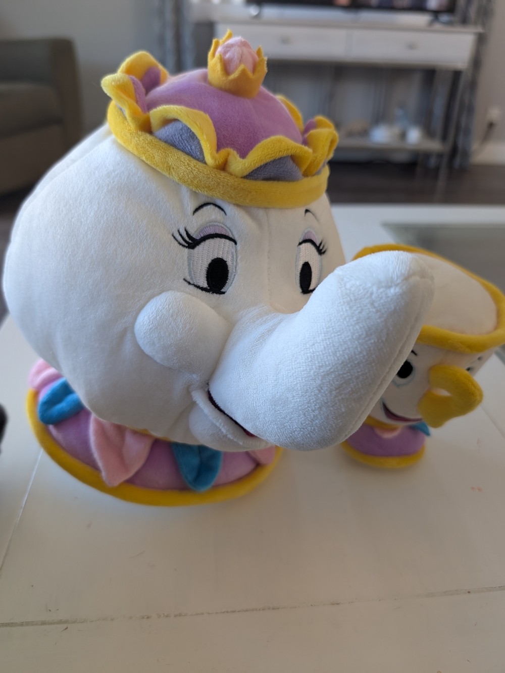 Disney Mrs. Potts Plush Toy - White, Yellow, Pink, Purple, Blue